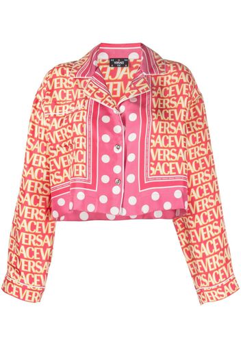 Versace Allover cropped silk shirt - Pink