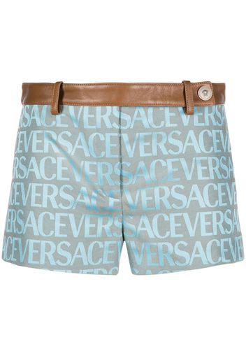 Versace Allover logo-jacquard belted shorts - Blue