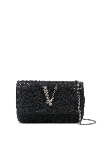 Versace Virtus rhinestone-embellished shoulder bag - Black