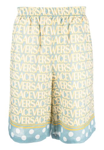 Versace Versace Allover-print linen shorts - Blue