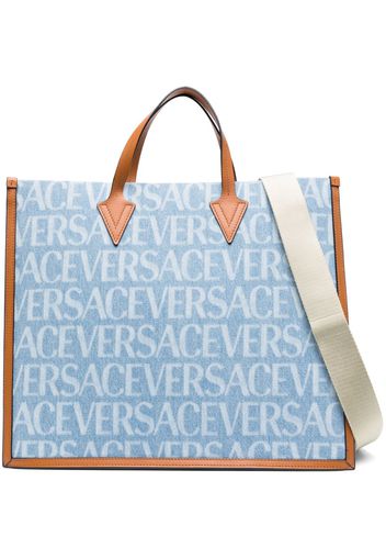 Versace Versace Allover-print denim tote bag - Blue