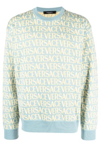 Versace Versace Allover-jacquard cotton jumper - Blue