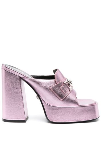 Versace Medusa 95mm metallic-effect mules - Pink