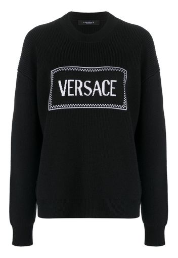 Versace logo-intarsia ribbed jumper - Black