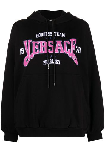 Versace logo-print cotton hoodie - Black