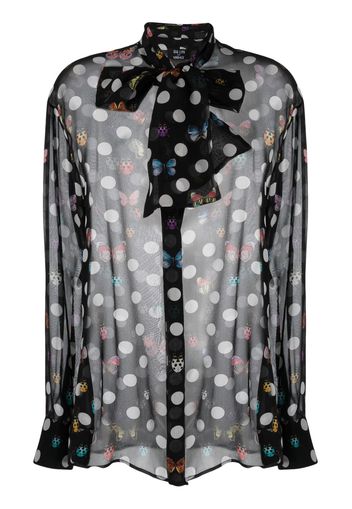 Versace Butterflies-print long-sleeve blouse - Black