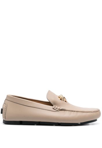 Versace Medusa-plaque round-toe loafers - Neutrals