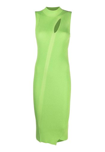 Versace cut-out ribbed-knit midi dress - Green