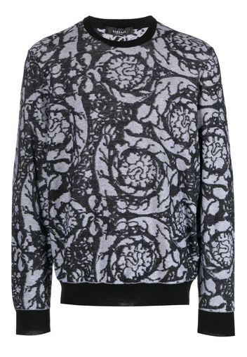 Versace Barocco-intarsia crew-neck jumper - Black