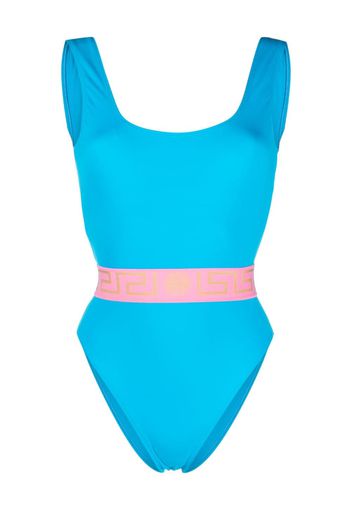 Versace Greca-jacquard one-piece swimswuit - Blue