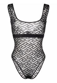 Versace La Greca tulle bodysuit - Black