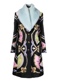 Versace baroque-print single-breasted coat - Black