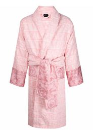 Versace logo-embossed cotton bath robe - Pink
