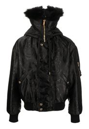 Versace baroque-print shearling-lined jacket - Black