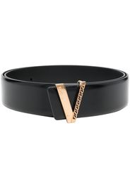 Versace logo-buckle leather belt - Black