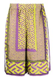 Versace La Greca-print silk shorts - Yellow