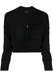 Versace Medusa ruched cropped shirt - Black