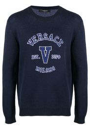 Versace intarsia-knit logo jumper - Blue