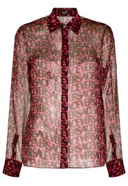 Versace logo-print semi-sheer silk shirt - Pink