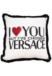 Versace I Love You But print cushion - White