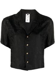Versace floral-jacquard cropped shirt - Black