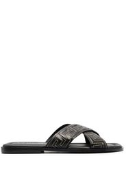 Versace Greca leather slides - Black