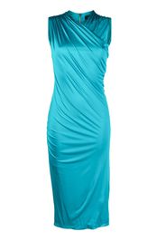 Versace ruched sleeveless midi dress - Blue