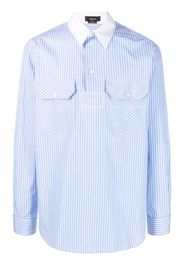 Versace logo-print pinstripe cotton shirt - Blue