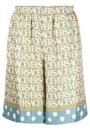 Versace Versace Allover-print silk shorts - Blue