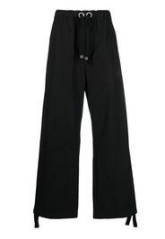 Versace logo-embroidery straight trousers - Black