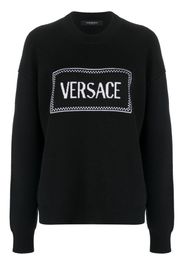 Versace logo-intarsia ribbed jumper - Black