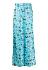 Versace graphic-print wide-leg trousers - Blue