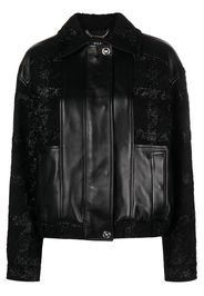 Versace glittered leather bomber jacket - Black