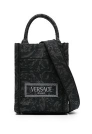 Versace mini logo-embroidered jacquard tote bag - Grey