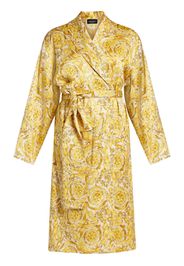Versace Barocco-print silk-satin robe - Yellow