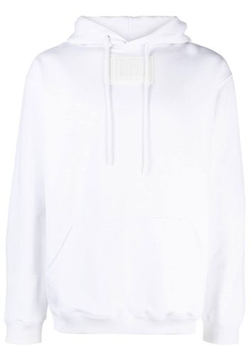 VETEMENTS barcode-patch drawstring hoodie - White