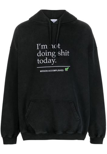 VETEMENTS text-print cotton hoodie - Black