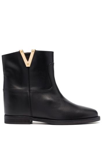 Via Roma 15 logo-detail leather ankle boots - Black