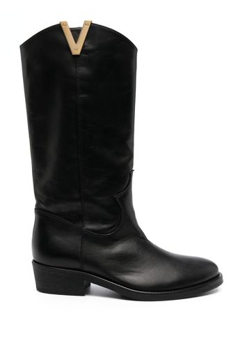 Via Roma 15 logo-hardware leather boots - Black