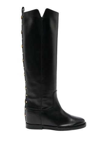 Via Roma 15 Rockstud-detailing leather boots - Black