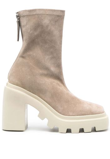 Vic Matie 115mm square-toe suede boots - 306 BEIGE