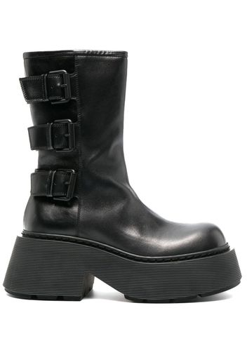 Vic Matie buckled leather platform boots - Black