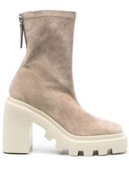 Vic Matie 115mm square-toe suede boots - 306 BEIGE