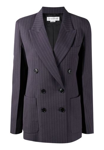 Victoria Beckham striped double-breasted blazer - Blue