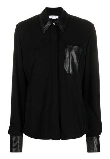 Victoria Beckham leather accent shirt - Black