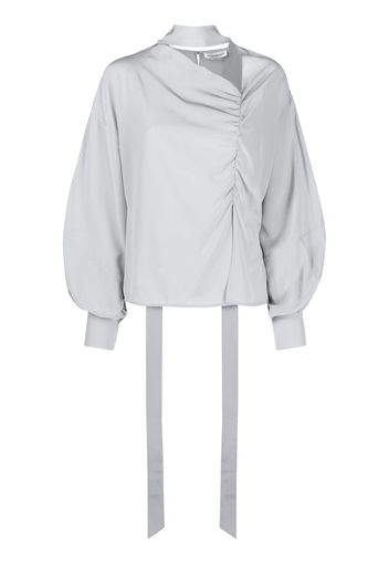 Victoria Beckham boat-neck puff-sleeved blouse - Grey