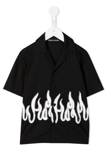 Vision Of Super Kids Spray Flames-print shirt - Black