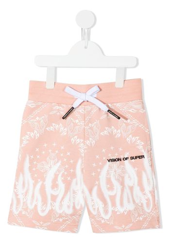 Vision Of Super Kids Spray Flames bandana-print shorts - Pink