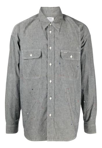 visvim logo-print paint-splatter shirt - Grey