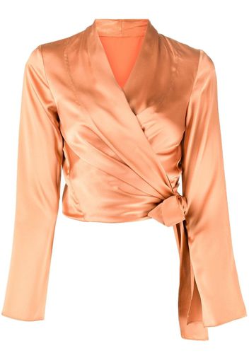 VOZ long-sleeve wrap-tie blouse - Brown